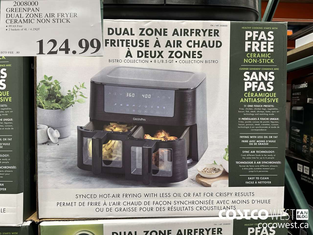 2008000 GREENPAN DUAL ZONE AIR FRYER CERAMIC NON STICK $124.99