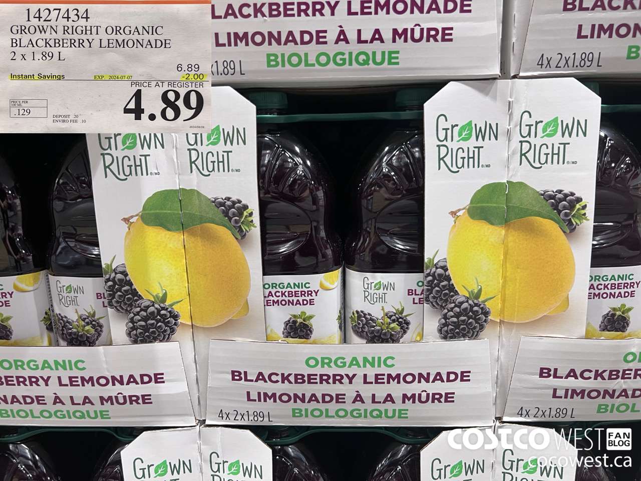 1427434 GROWN RIGHT ORGANIC BLACKBERRY LEMONADE 2 X 1.89L ($2.00 INSTANT SAVINGS EXPIRES ON 2024-07-07) $4.89