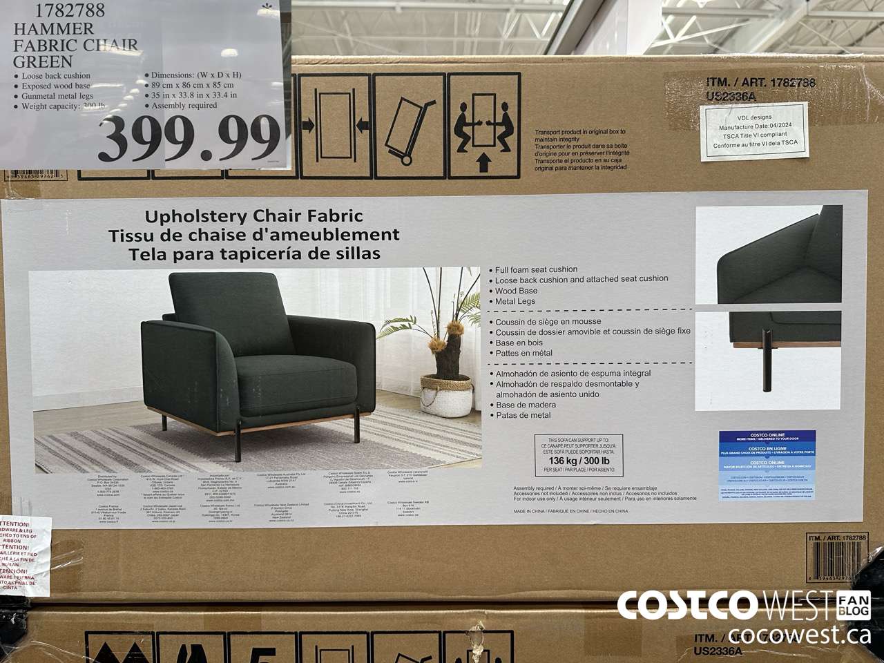 1782788 HAMMER FABRIC CHAIR GREEN $399.99