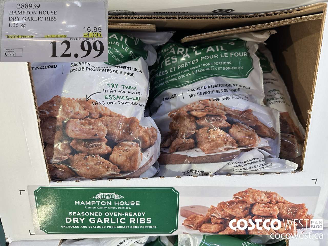 288939 HAMPTON HOUSE DRY GARLIC RIBS 1.36 kg ($4.00 INSTANT SAVINGS EXPIRES ON 2024-07-28) $12.99