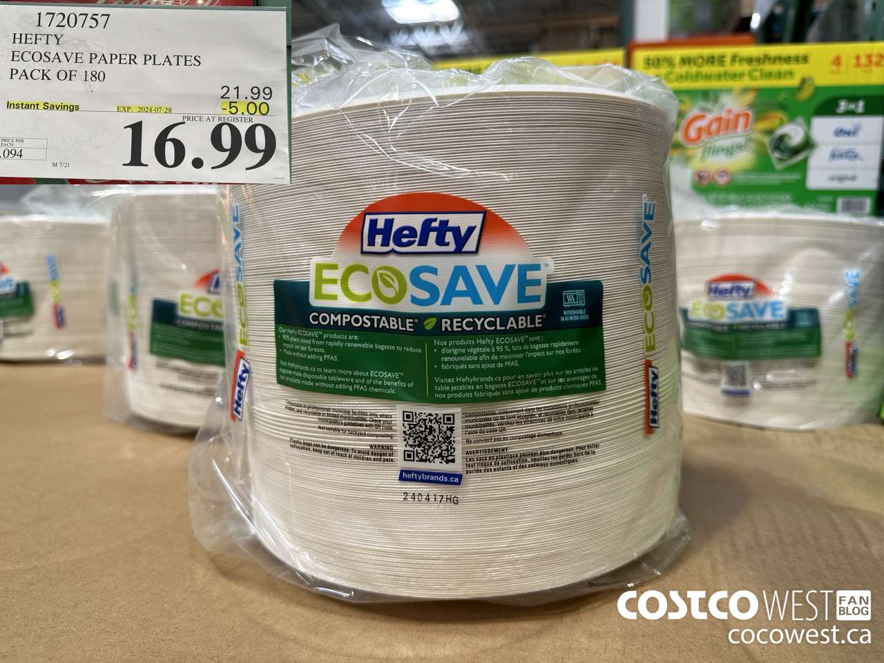 1720757 HEFTY ECOSAVE PAPER PLATES PACK OF 180 ($5.00 INSTANT SAVINGS EXPIRES ON 2024-07-28) $16.99