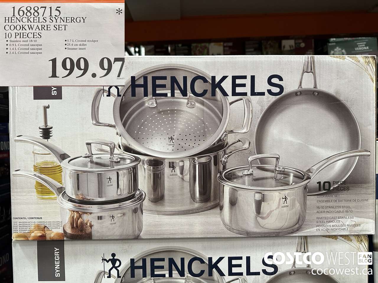 1688715 HENCKELS SYNERGY COOKWARE SET 10 PIECES $199.97
