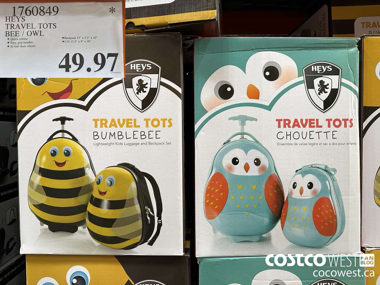 1760849 HEYS TRAVEL TOTS BEE / OWL $49.97