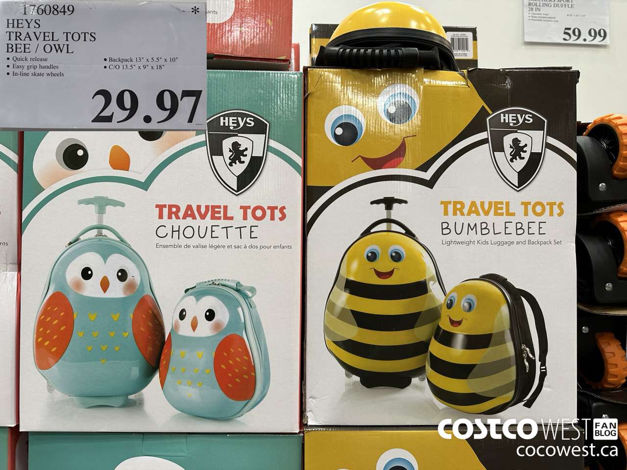 1760849 HEYS TRAVEL TOTS BEE / OWL $29.97