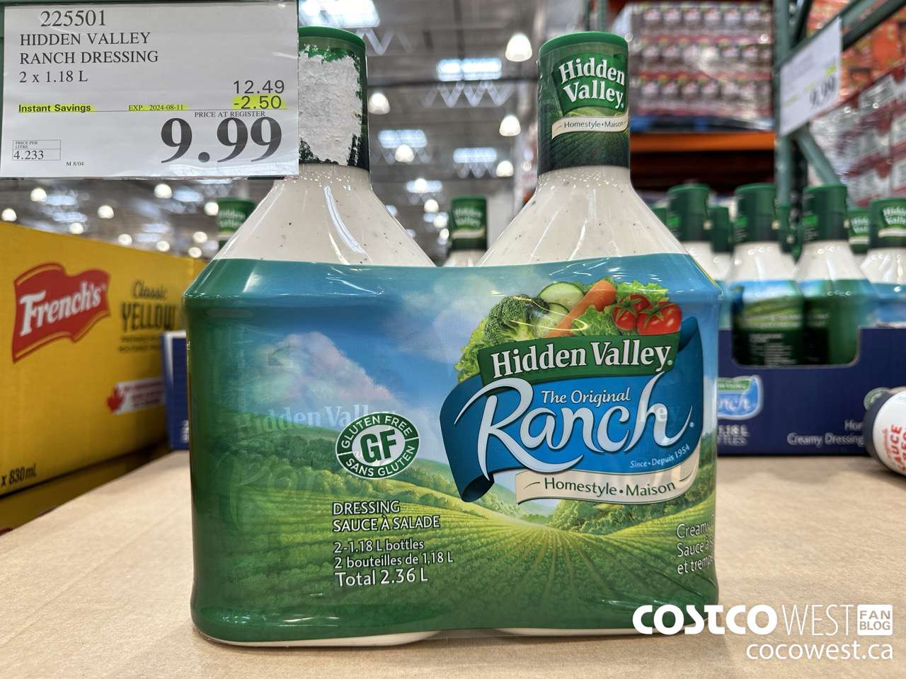 225501 HIDDEN VALLEY RANCH DRESSING 2 x 1.18 L ($2.50 INSTANT SAVINGS EXPIRES ON 2024-08-11) $9.99