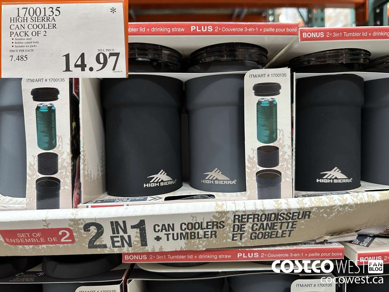 1700135 HIGH SIERRA CAN COOLER PACK OF 2 $14.97