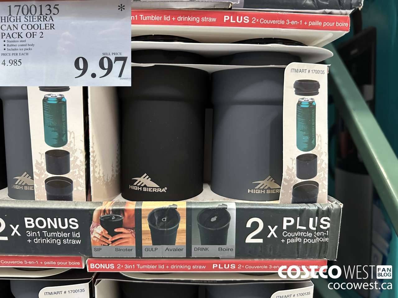 1700135 HIGH SIERRA CAN COOLER PACK OF 2 $9.97