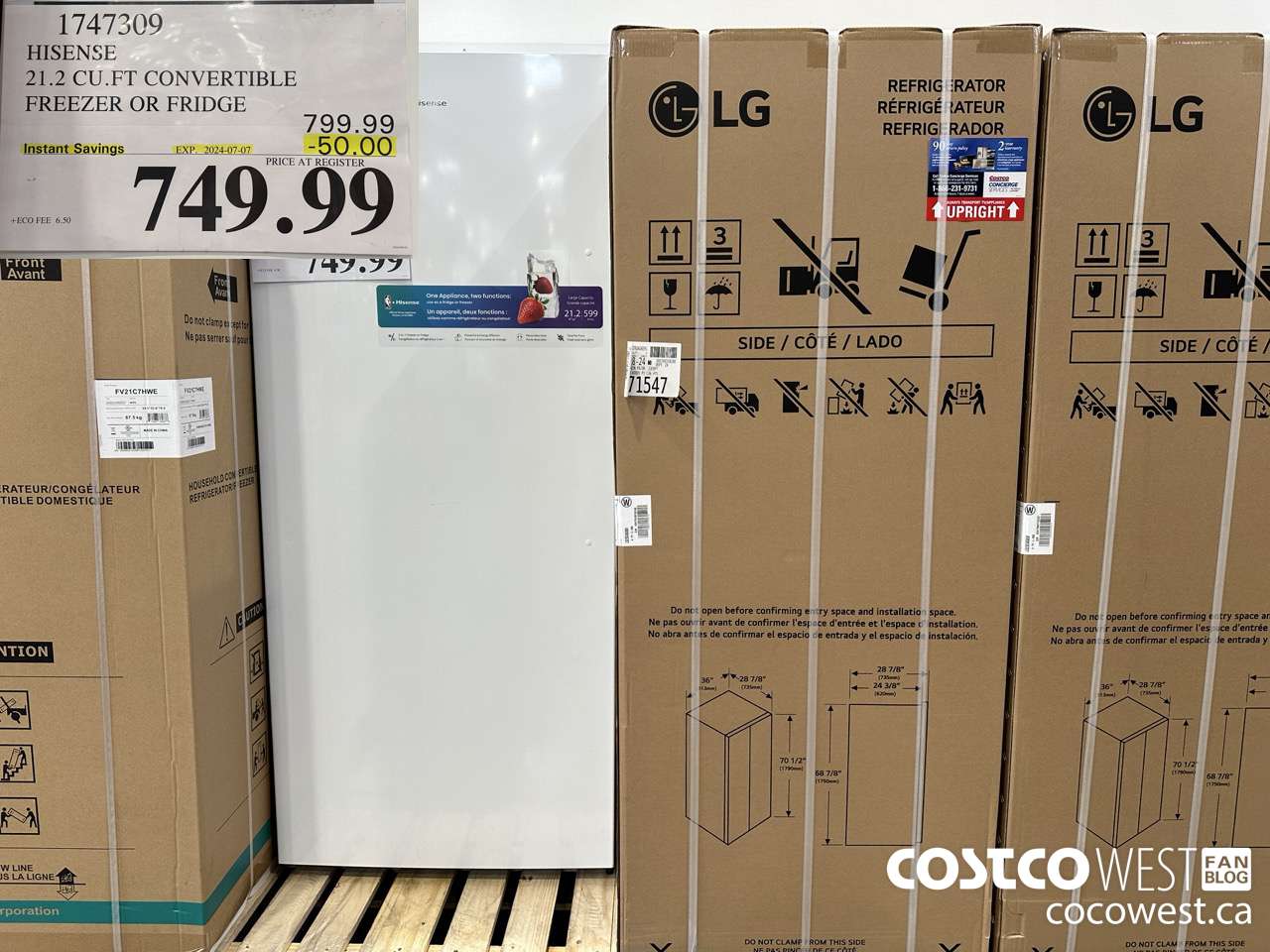 1747309 HISENSE 21.2 CU.FT CONVERTIBLE FREEZER OR FRIDGE ($50.00 INSTANT SAVINGS EXPIRES ON 2024-07-07) $749.99