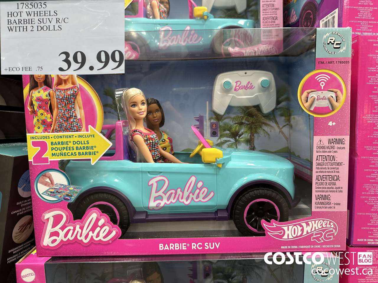 1785035 HOT WHEELS BARBIE SUV R/C WITH 2 DOLLS $39.99