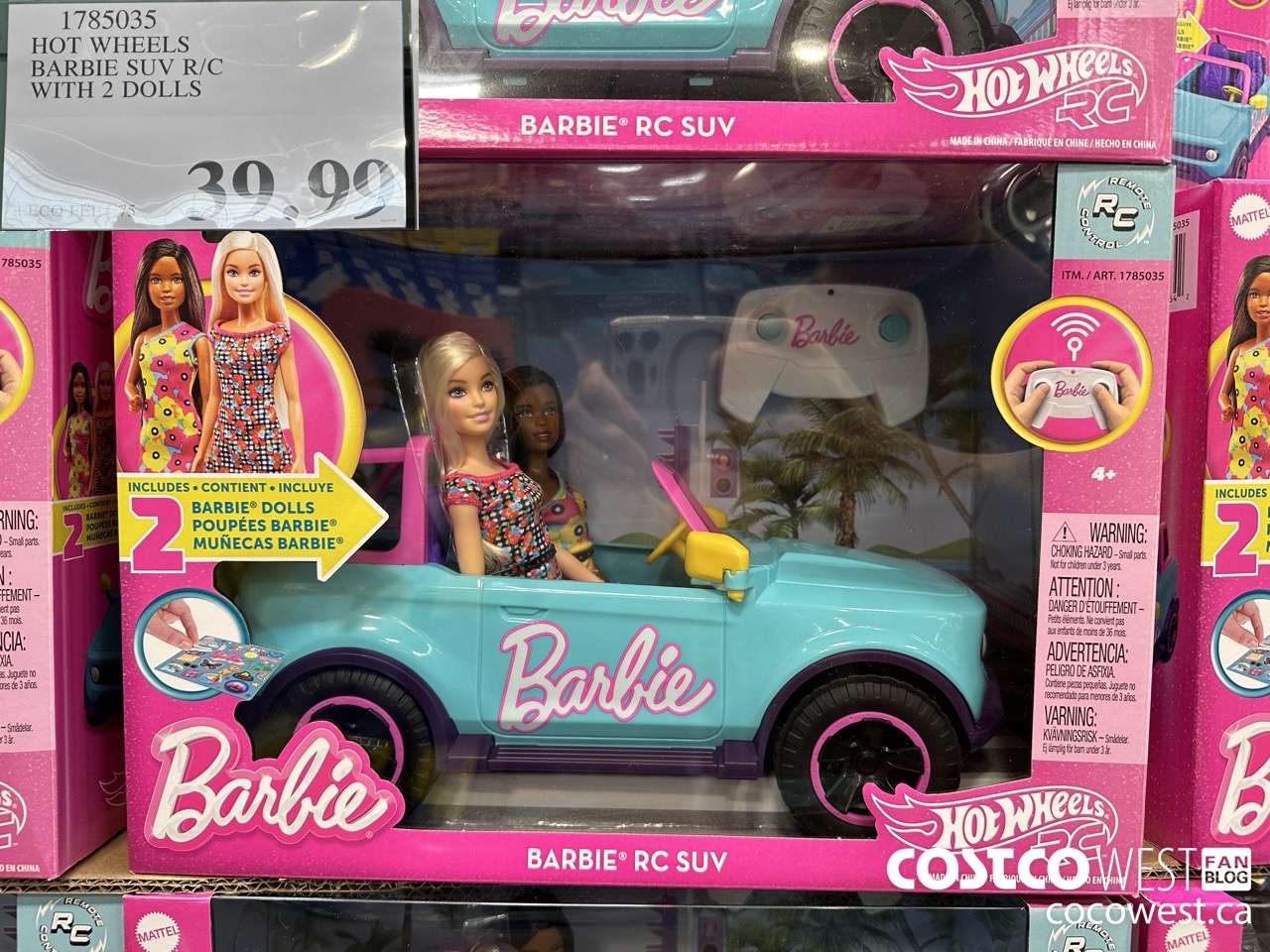 1785035 HOT WHEELS BARBIE SUV R/C WITH 2 DOLLS $39.99