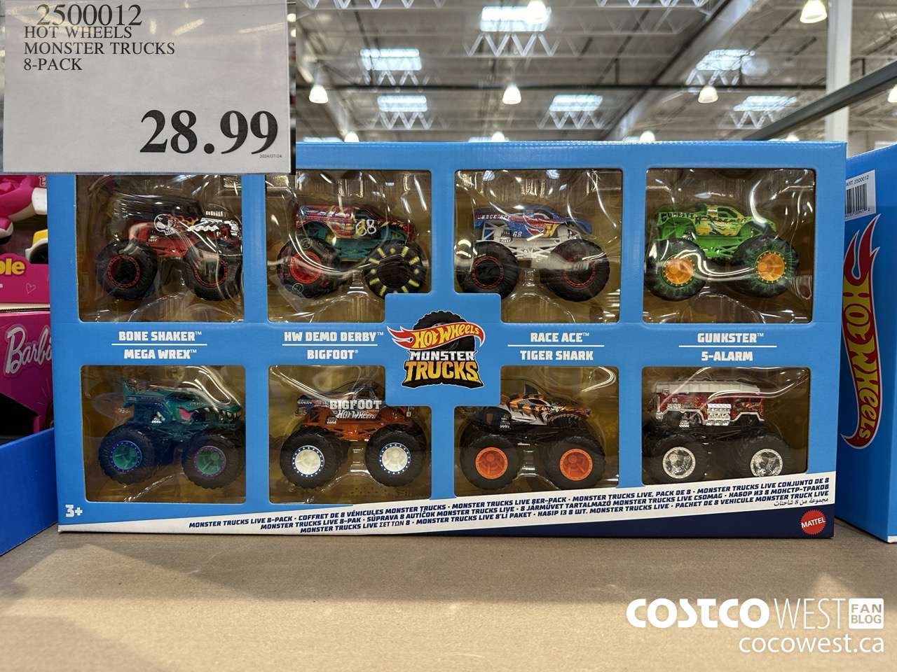 2500012 HOT WHEELS MONSTER TRUCKS 8-PACK $28.99
