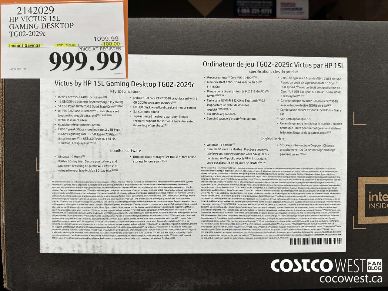 2142029 HP VICTUS 15L GAMING LAPTOP TG02-2029C ($100.00 INSTANT SAVINGS EXPIRES ON 2024-07-14) $999.99