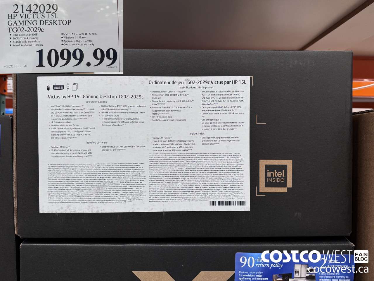 2142029 HP VICTUS 15L GAMING LAPTOP TG02-2029C $1099.99