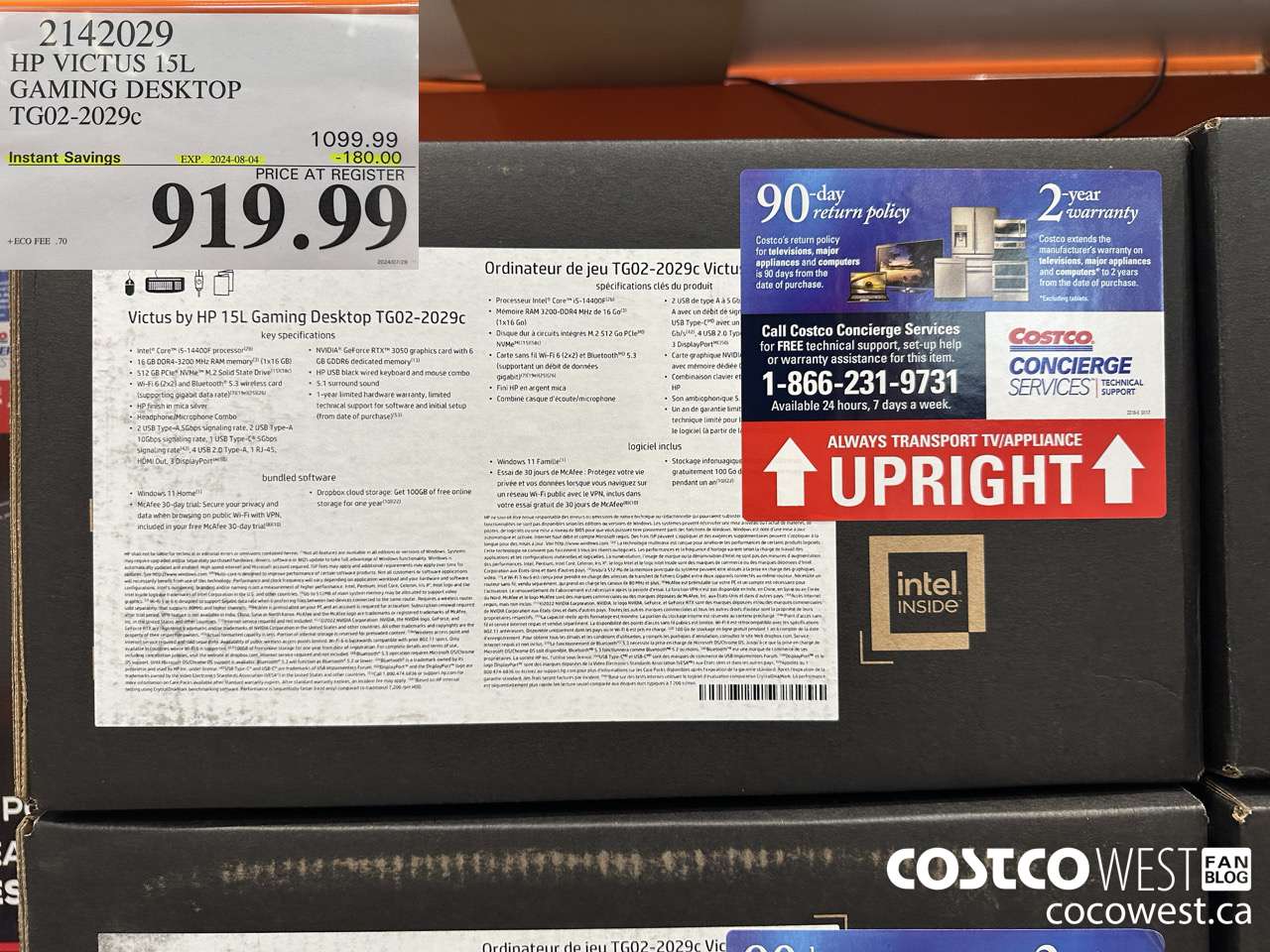 2142029 HP VICTUS 15L GAMING LAPTOP TG02-2029C ($180.00 INSTANT SAVINGS EXPIRES ON 2024-08-03) $919.99