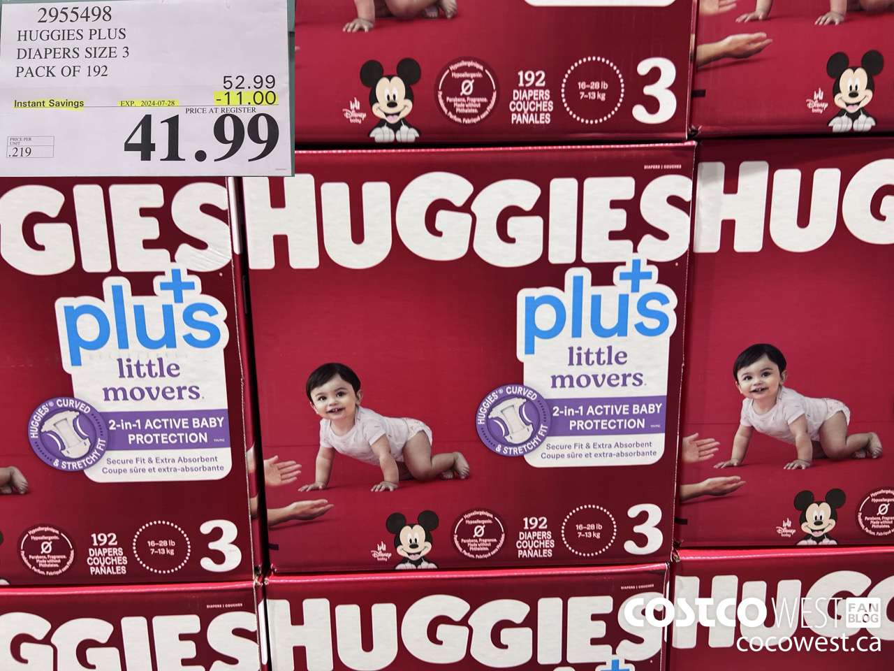 2955498 HUGGIES LITTLE MOVERS DIAPERS SIZE 3 PACK OF 192 ($11.00 INSTANT SAVINGS EXPIRES ON 2024-07-28) $41.99