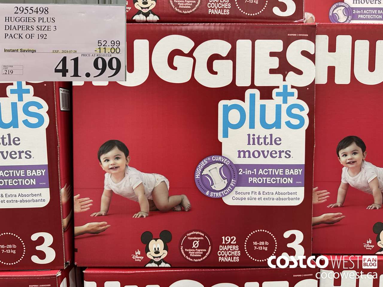2955498 HUGGIES LITTLE MOVERS DIAPERS SIZE 3 PACK OF 192 ($11.00 INSTANT SAVINGS EXPIRES ON 2024-07-28) $41.99
