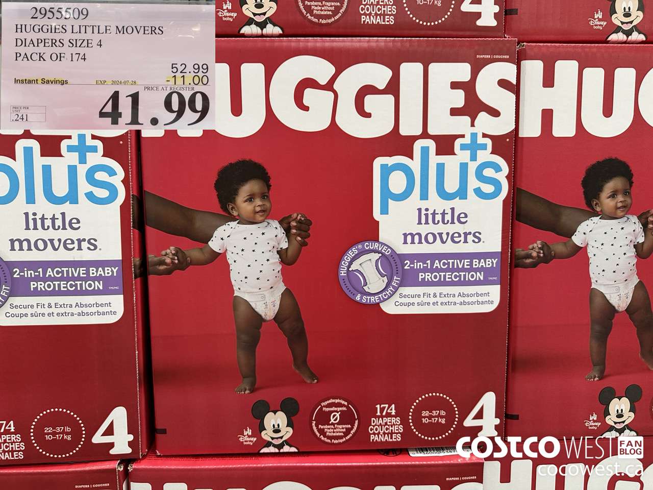 2955509 HUGGIES LITTLE MOVERS DIAPERS SIZE 4 PACK OF 174 ($11.00 INSTANT SAVINGS EXPIRES ON 2024-07-28) $41.99