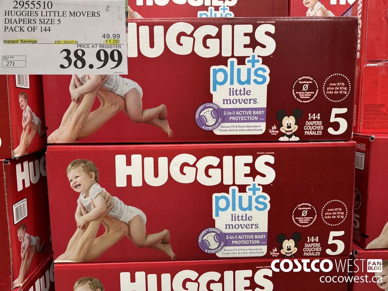 2955510 HUGGIES LITTLE MOVERS DIAPERS SIZE 5 PACK OF 144  ($11.00 INSTANT SAVINGS EXPIRES ON 2024-07-28) $38.99