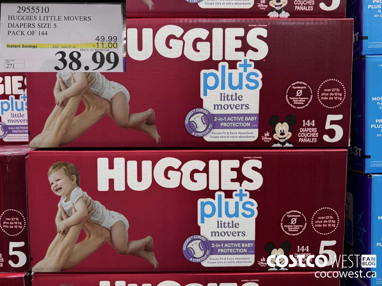 2955510 HUGGIES LITTLE MOVERS DIAPERS SIZE 5 PACK OF 144  ($11.00 INSTANT SAVINGS EXPIRES ON 2024-07-28) $38.99