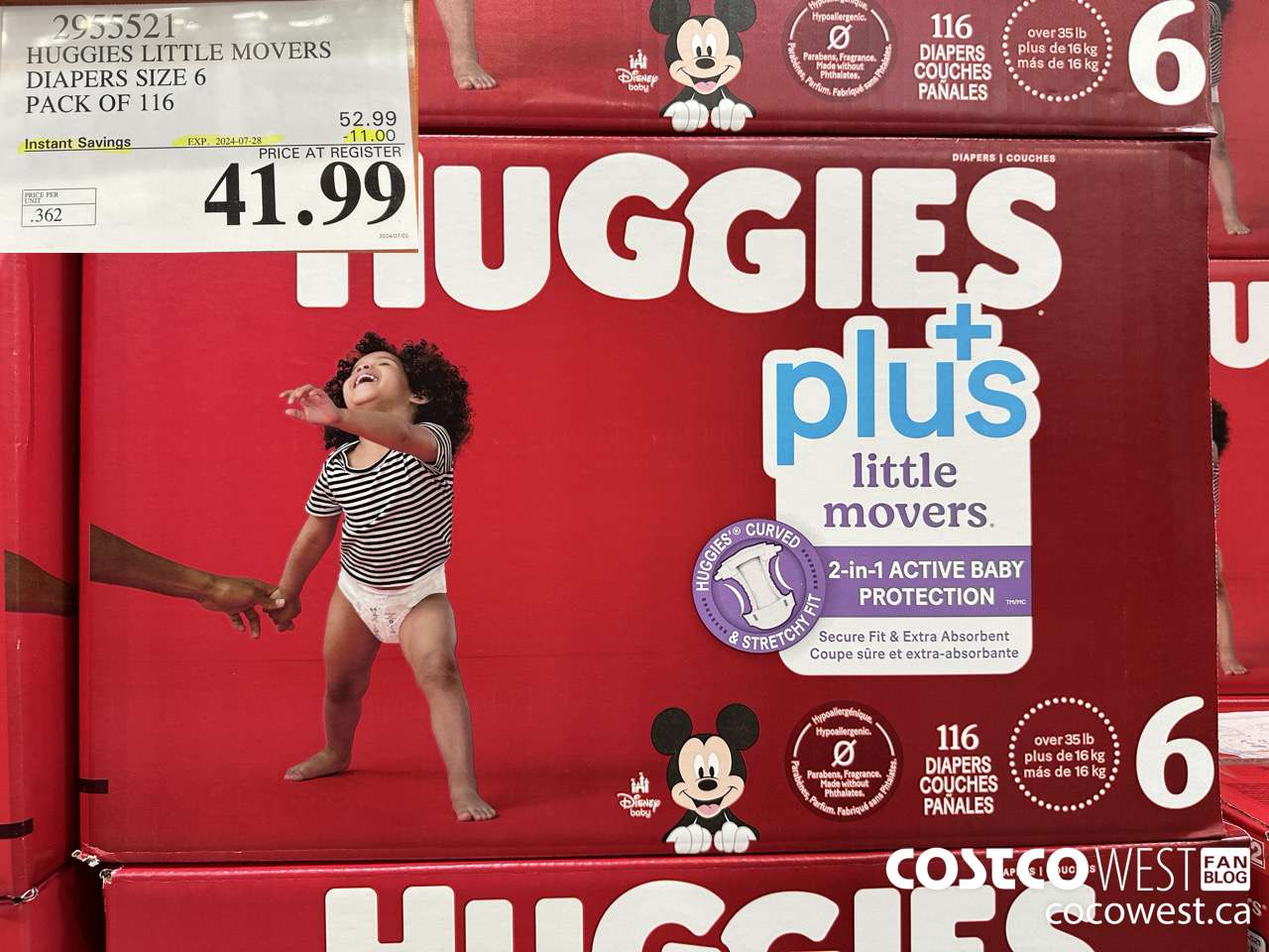 2955521 HUGGIES LITTLE MOVERS DIAPERS SIZE 6 PACK OF 116 ($11.00 INSTANT SAVINGS EXPIRES ON 2024-07-28) $41.99