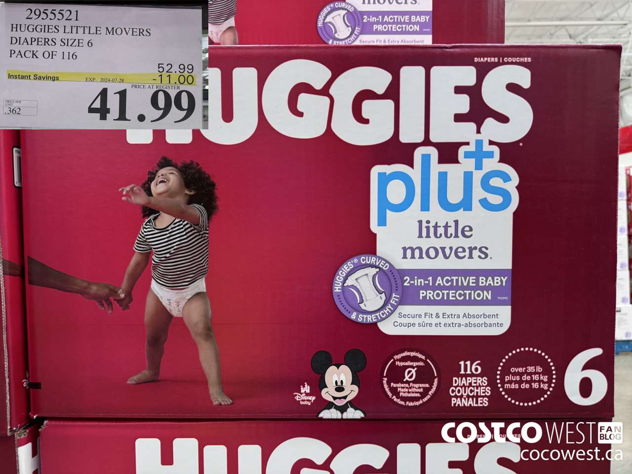 2955521 HUGGIES LITTLE MOVERS DIAPERS SIZE 6 PACK OF 116 ($11.00 INSTANT SAVINGS EXPIRES ON 2024-07-28) $41.99