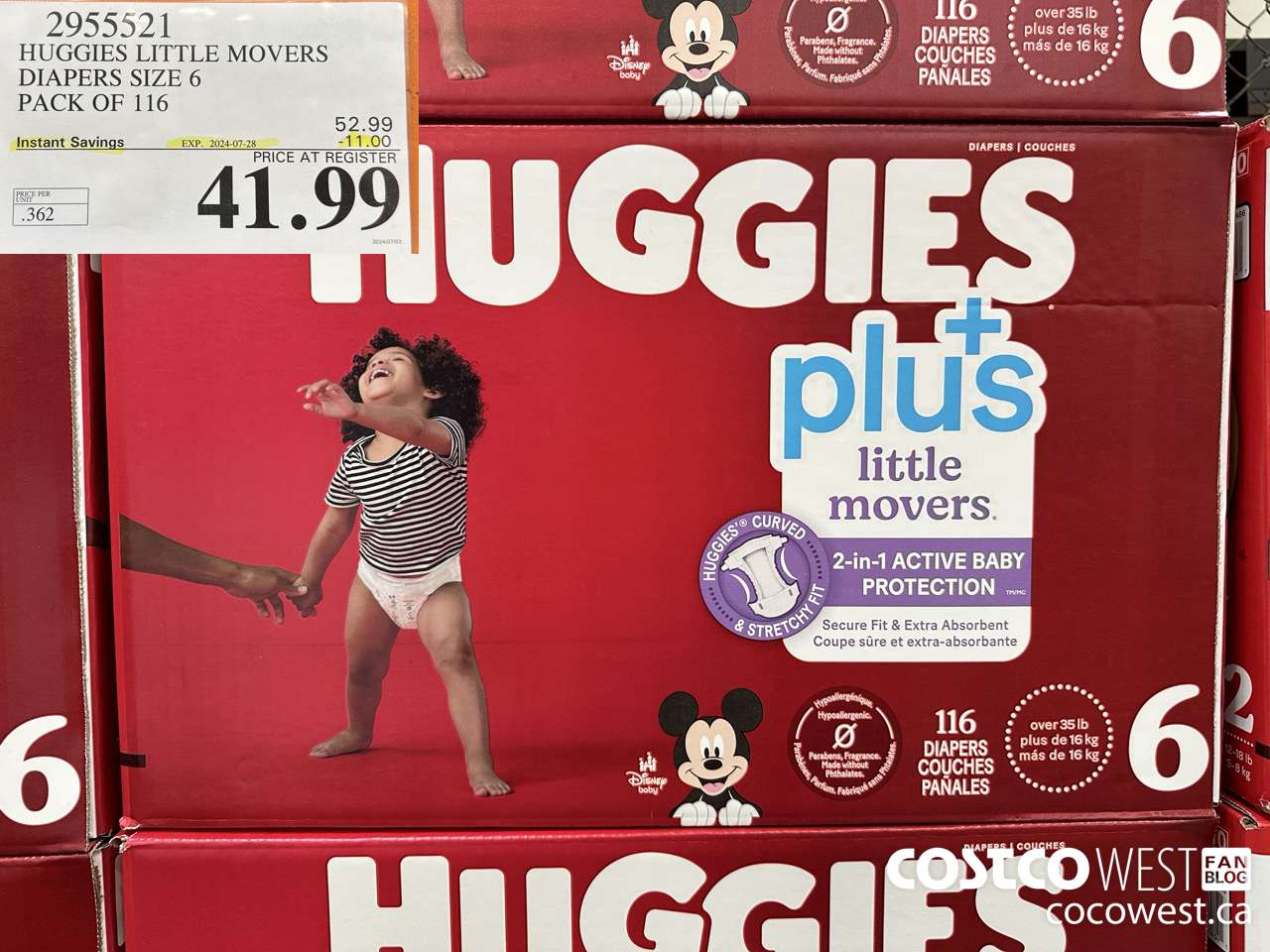 2955521 HUGGIES LITTLE MOVERS DIAPERS SIZE 6 PACK OF 116 ($11.00 INSTANT SAVINGS EXPIRES ON 2024-07-28) $41.99
