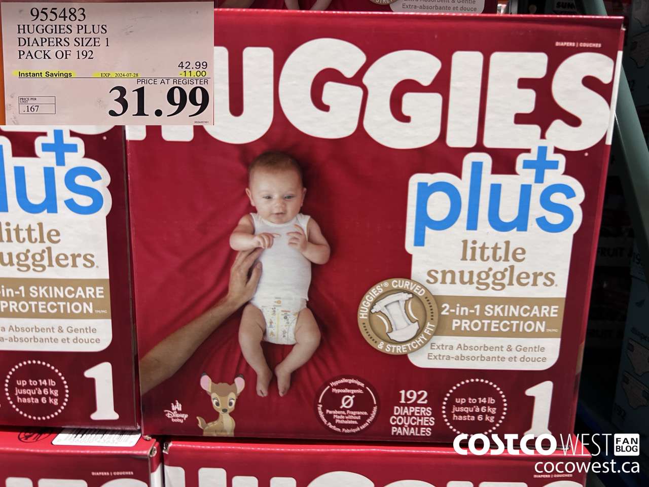 955483 HUGGIES LITTLE SNUGGLE SIZE 1 DIAPERS PACK OF 192 ($11.00 INSTANT SAVINGS EXPIRES ON 2024-07-28) $31.99