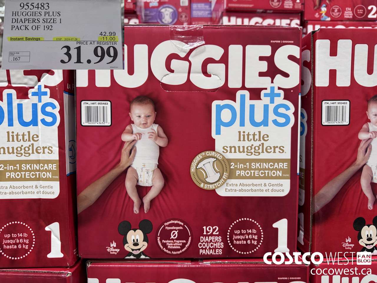 955483 HUGGIES LITTLE SNUGGLE SIZE 1 DIAPERS PACK OF 192 ($11.00 INSTANT SAVINGS EXPIRES ON 2024-07-28) $31.99
