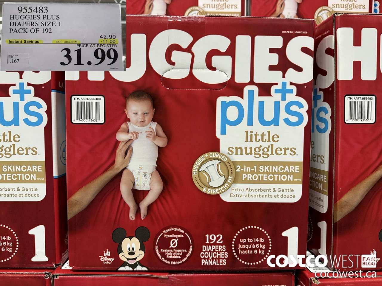 955483 HUGGIES LITTLE SNUGGLE SIZE 1 DIAPERS PACK OF 192 ($11.00 INSTANT SAVINGS EXPIRES ON 2024-07-28) $31.99