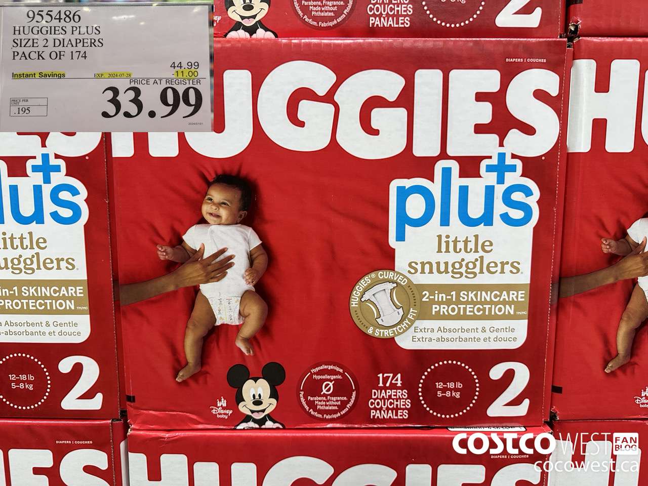 955486 HUGGIES LITTLE SNUGGLE SIZE 2 DIAPERS PACK OF 174 ($11.00 INSTANT SAVINGS EXPIRES ON 2024-07-28) $33.99