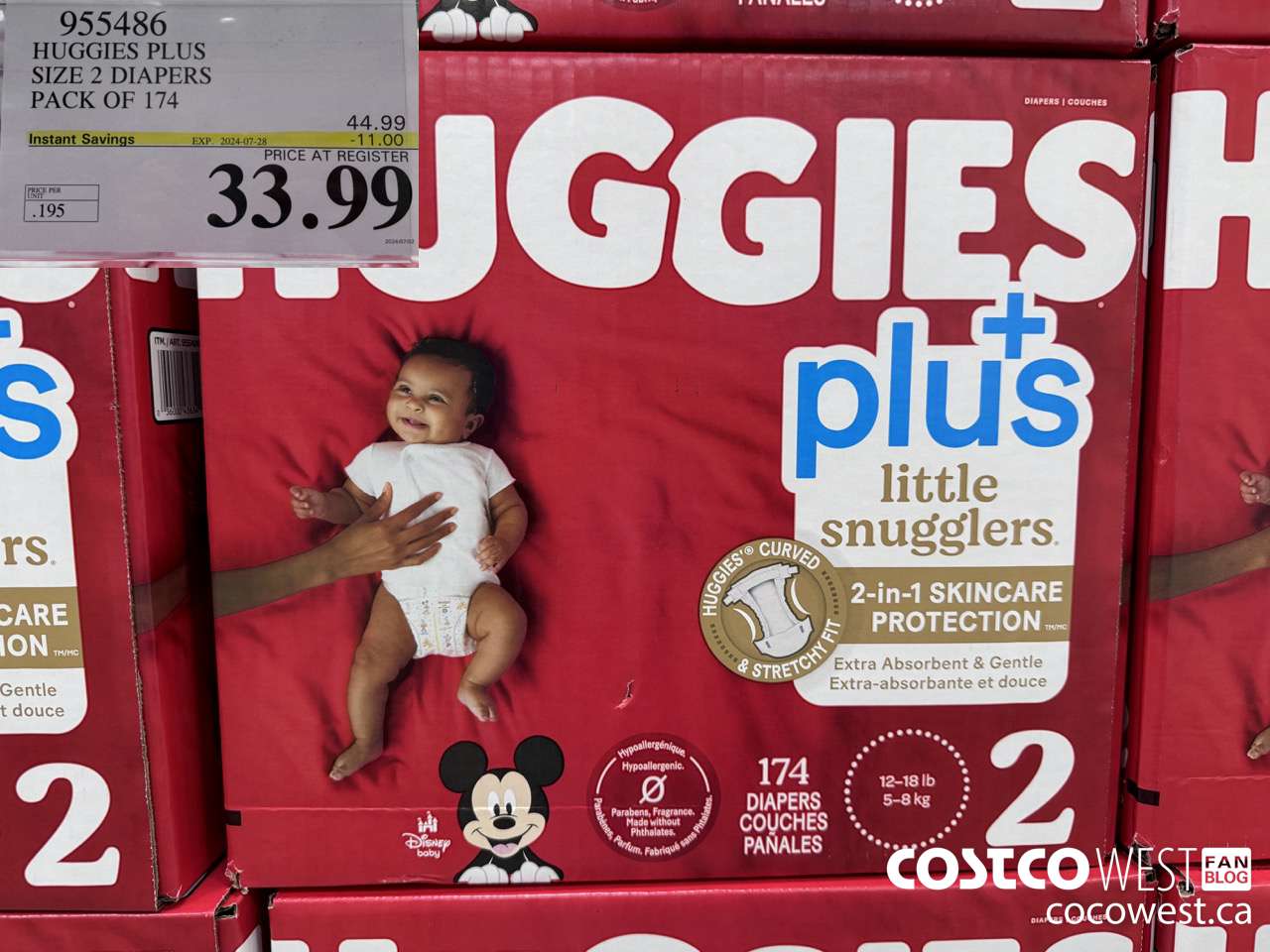 955486 HUGGIES LITTLE SNUGGLE SIZE 2 DIAPERS PACK OF 174 ($11.00 INSTANT SAVINGS EXPIRES ON 2024-07-28) $33.99