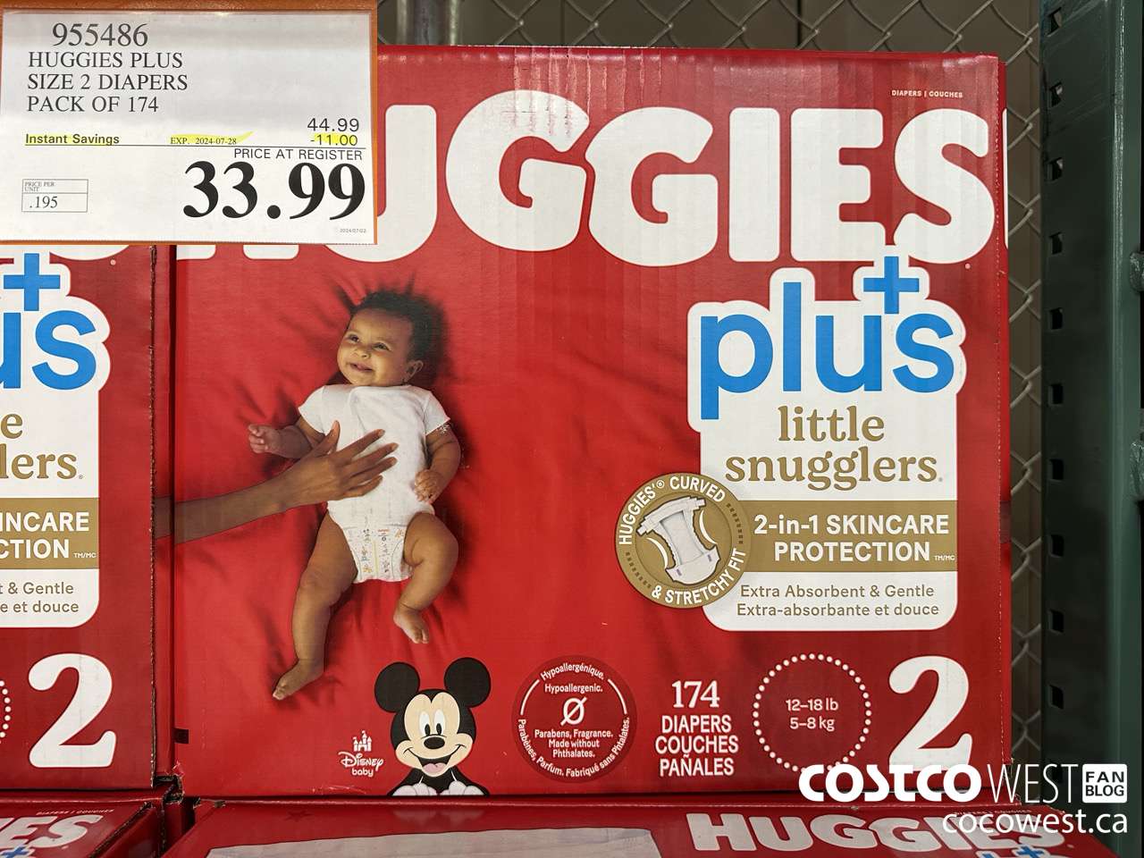 955486 HUGGIES LITTLE SNUGGLE SIZE 2 DIAPERS PACK OF 174 ($11.00 INSTANT SAVINGS EXPIRES ON 2024-07-28) $33.99