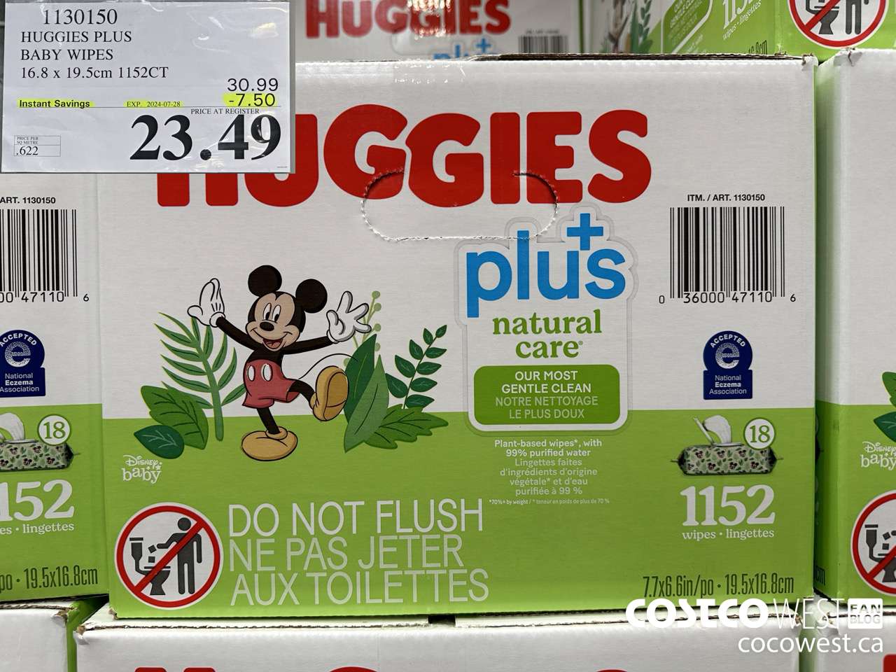 1130150 HUGGIES PLUS BABY WIPES 16.8 X 19.5 CM 1152CT ($7.50 INSTANT SAVINGS EXPIRES ON 2024-07-28) $23.49