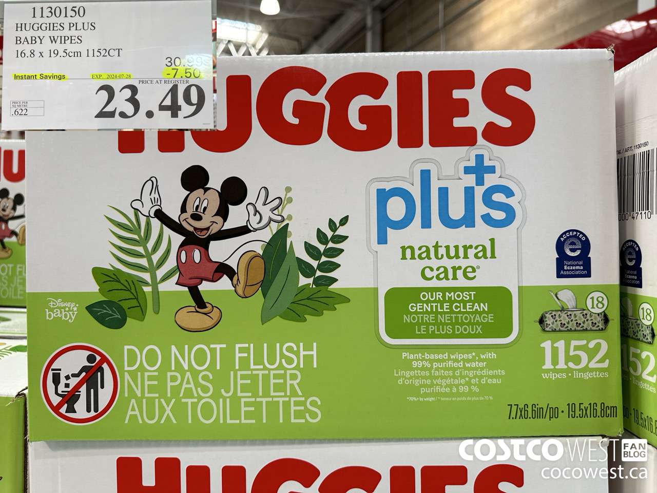 1130150 HUGGIES PLUS BABY WIPES 16.8 X 19.5 CM 1152CT ($7.50 INSTANT SAVINGS EXPIRES ON 2024-07-28) $23.49