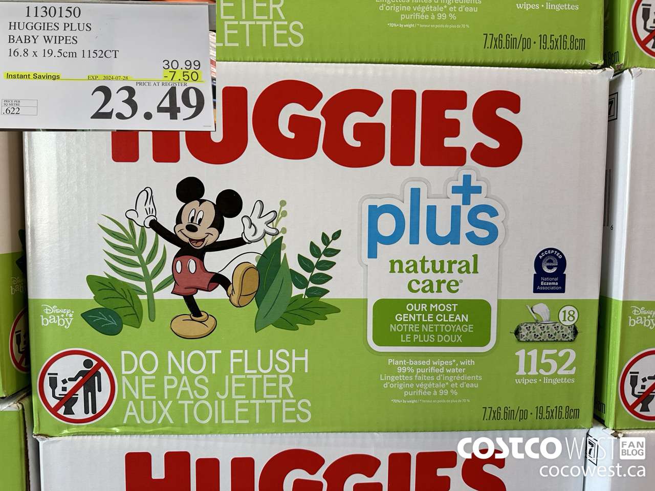 1130150 HUGGIES PLUS BABY WIPES 16.8 X 19.5 CM 1152CT ($7.50 INSTANT SAVINGS EXPIRES ON 2024-07-28) $23.49