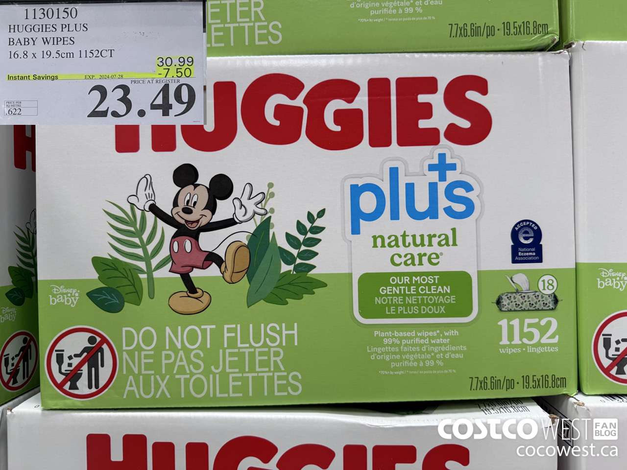 1130150 HUGGIES PLUS BABY WIPES 16.8 X 19.5 CM 1152CT ($7.50 INSTANT SAVINGS EXPIRES ON 2024-07-28) $23.49