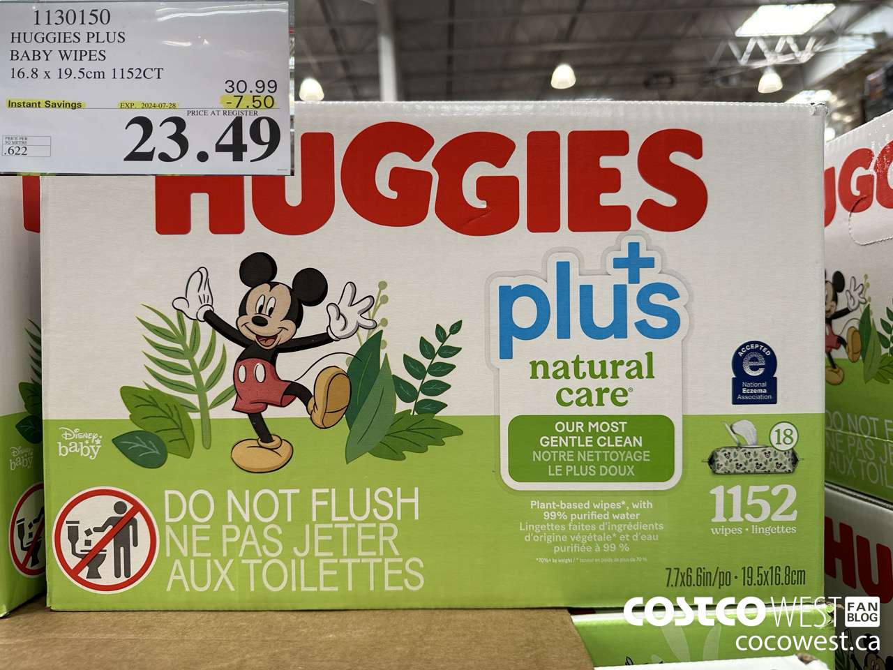 1130150 HUGGIES PLUS BABY WIPES 16.8 X 19.5 CM 1152CT ($7.50 INSTANT SAVINGS EXPIRES ON 2024-07-28) $23.49