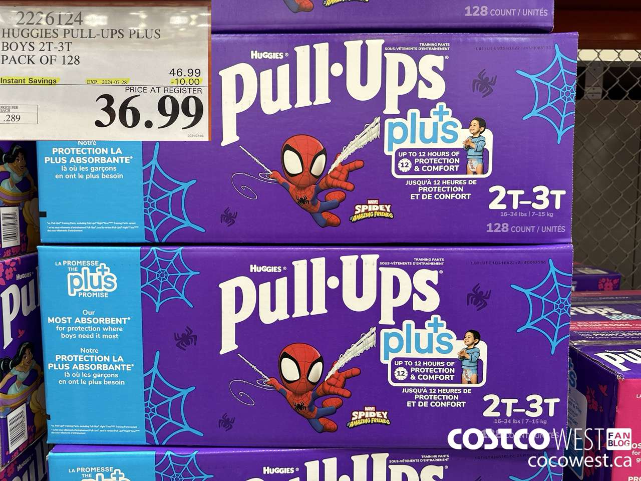 2226124 HUGGIES PULL-UPS PLUS BOYS 2T-3T PACK OF 128 ($10.00 INSTANT SAVINGS EXPIRES ON 2024-07-28) $36.99