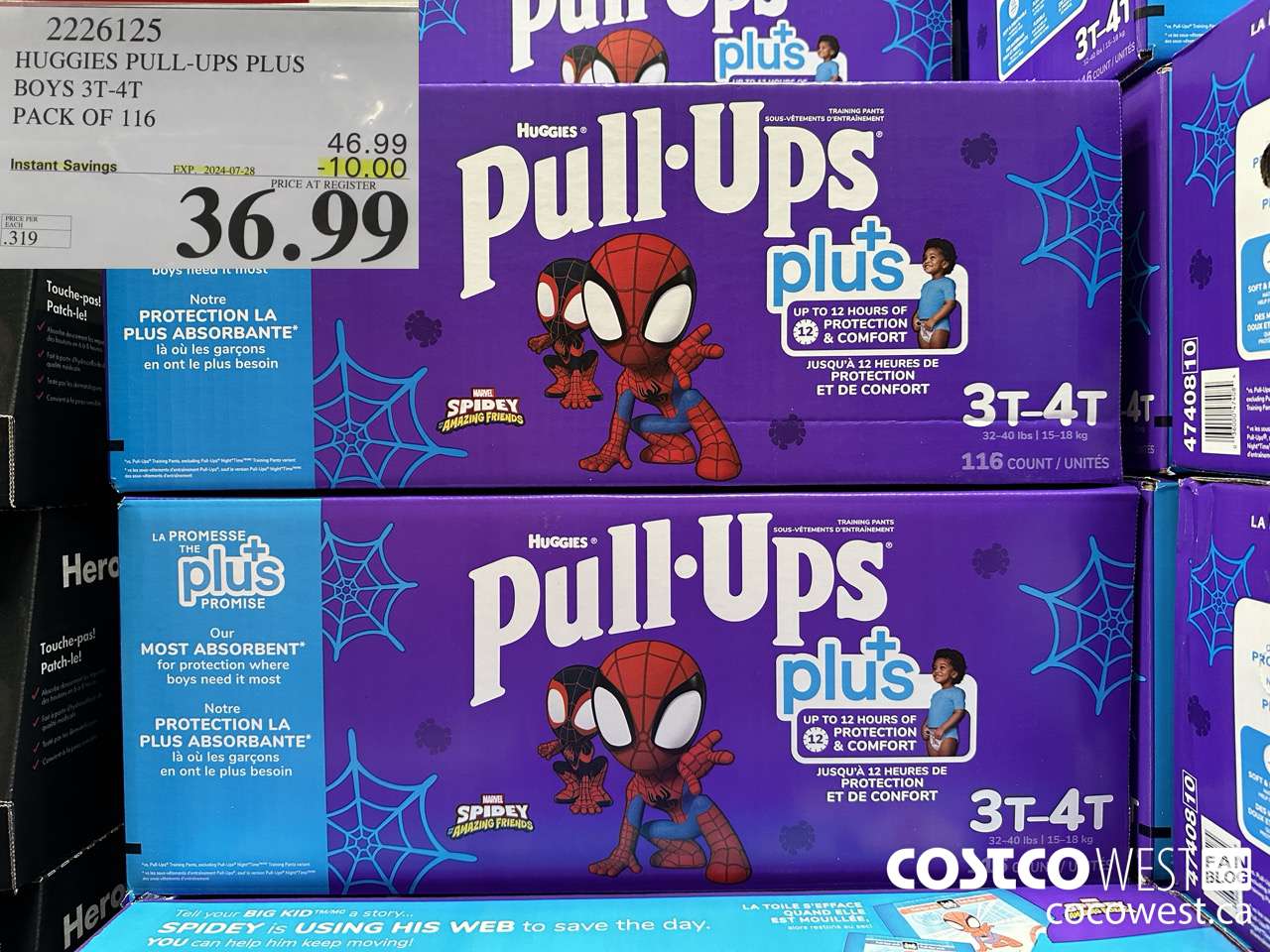 2226125 HUGGIES PULL-UPS PLUS BOYS 3T-4T PACK OF 116 ($10.00 INSTANT SAVINGS EXPIRES ON 2024-07-28) $36.99