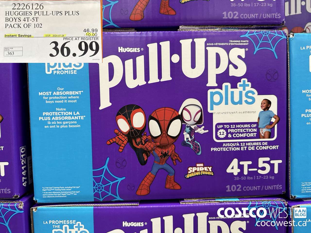 2226126 HUGGIES PULL-UPS PLUS BOYS 4T-5T PACK OF 102 ($10.00 INSTANT SAVINGS EXPIRES ON 2024-07-28) $36.99