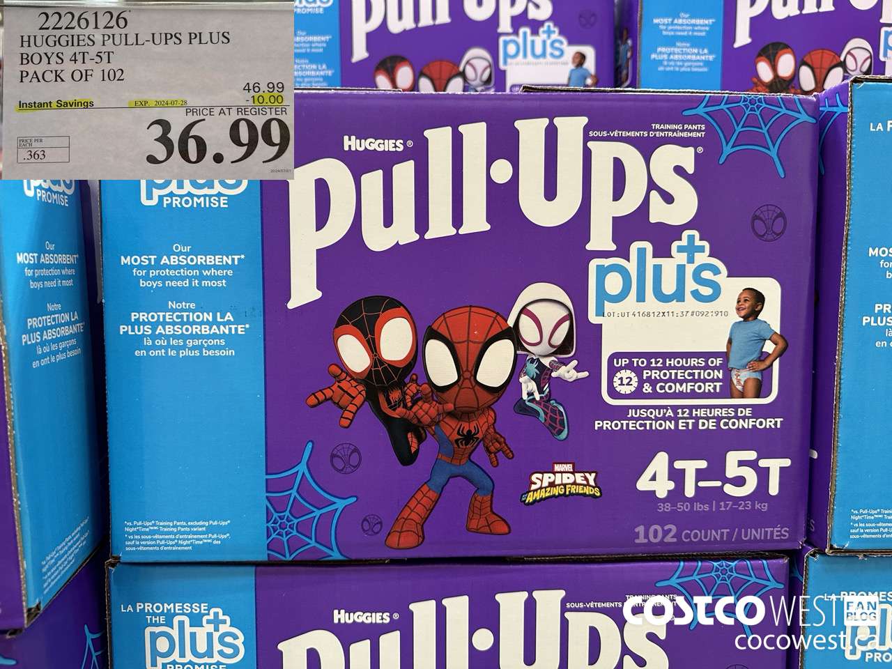2226126 HUGGIES PULL-UPS PLUS BOYS 4T-5T PACK OF 102 ($10.00 INSTANT SAVINGS EXPIRES ON 2024-07-28) $36.99