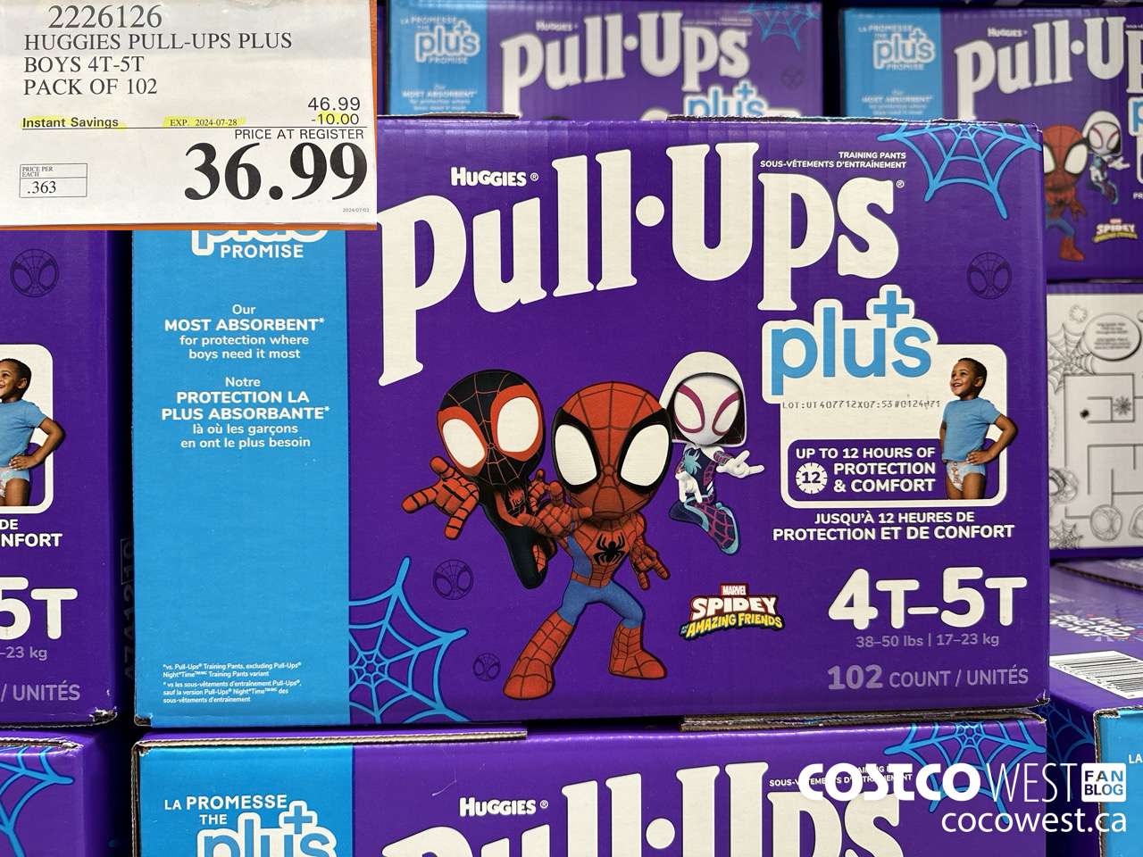 2226126 HUGGIES PULL-UPS PLUS BOYS 4T-5T PACK OF 102 ($10.00 INSTANT SAVINGS EXPIRES ON 2024-07-28) $36.99