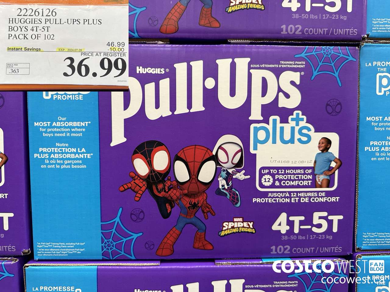 2226126 HUGGIES PULL-UPS PLUS BOYS 4T-5T PACK OF 102 ($10.00 INSTANT SAVINGS EXPIRES ON 2024-07-28) $36.99