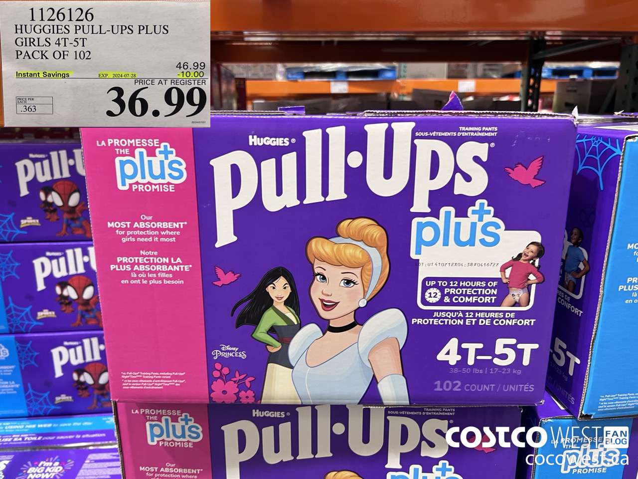 1126126 HUGGIES PULL-UPS PLUS GIRLS 4T-5T PACK OF 102 ($10.00 INSTANT SAVINGS EXPIRES ON 2024-07-28) $36.99