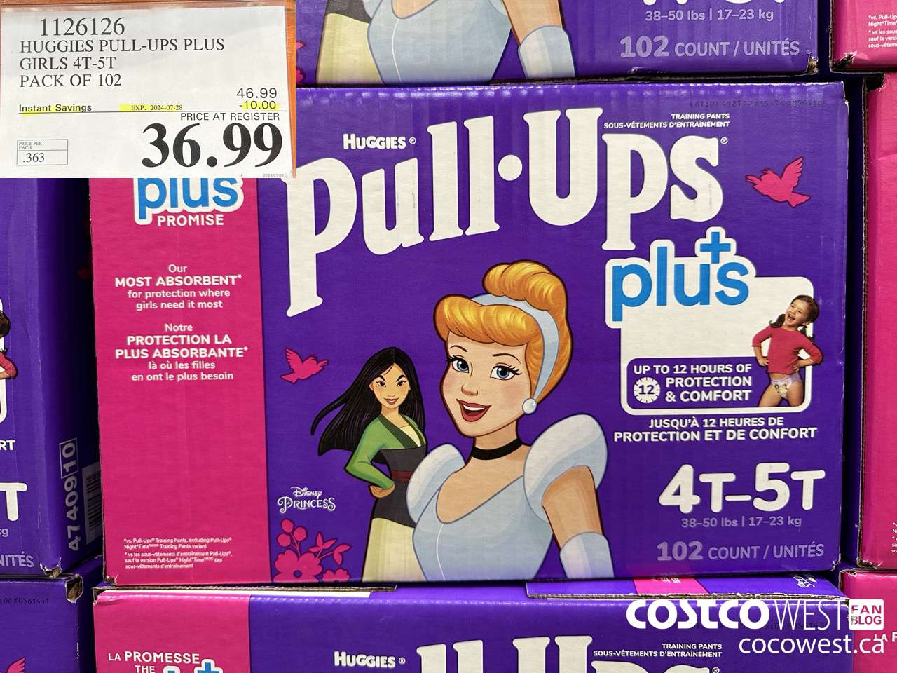 1126126 HUGGIES PULL-UPS PLUS GIRLS 4T-5T PACK OF 102 ($10.00 INSTANT SAVINGS EXPIRES ON 2024-07-28) $36.99