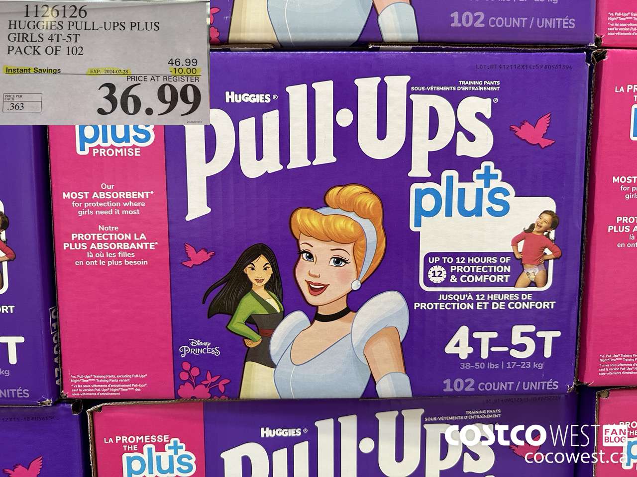 1126126 HUGGIES PULL-UPS PLUS GIRLS 4T-5T PACK OF 102 ($10.00 INSTANT SAVINGS EXPIRES ON 2024-07-28) $36.99