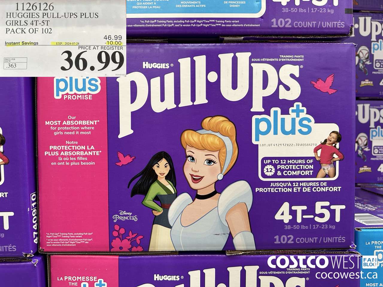 1126126 HUGGIES PULL-UPS PLUS GIRLS 4T-5T PACK OF 102 ($10.00 INSTANT SAVINGS EXPIRES ON 2024-07-28) $36.99