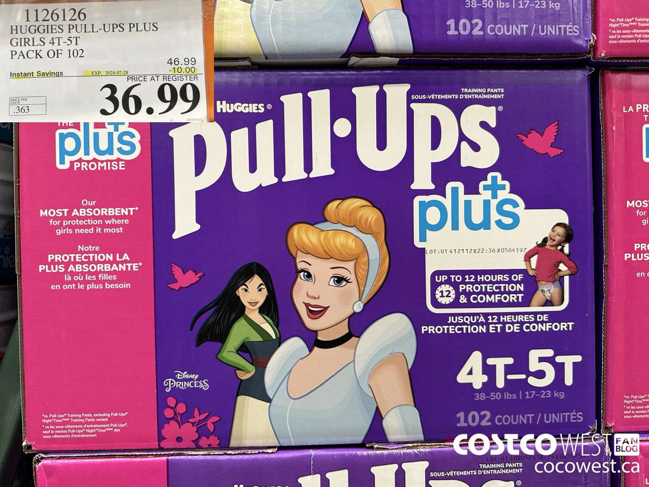 1126126 HUGGIES PULL-UPS PLUS GIRLS 4T-5T PACK OF 102 ($10.00 INSTANT SAVINGS EXPIRES ON 2024-07-28) $36.99