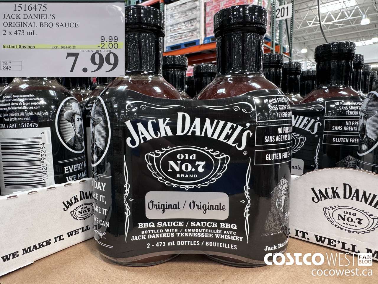 1516475 JACK DANIEL'S ORIGNAL BBQ SAUCE 2 x 473 mL  ($2.00 INSTANT SAVINGS EXPIRES ON 2024-07-28) $7.99