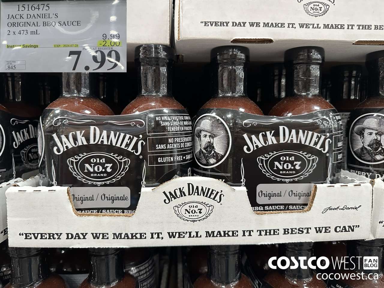 1516475 JACK DANIEL'S ORIGNAL BBQ SAUCE 2 x 473 mL  ($2.00 INSTANT SAVINGS EXPIRES ON 2024-07-28) $7.99